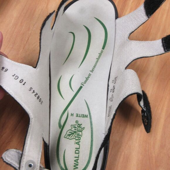 WALDLAUFER Zander Black Glitter Leather Sandals Womens Sz 9 Ortho Comfort Shoes - Picture 10 of 16